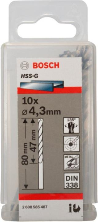 Produktbild Bosch Professional Zubehör PRO Metal HSS-G Spiralbohrer, 4,3 x 47 x 80 mm (4.3 mm)