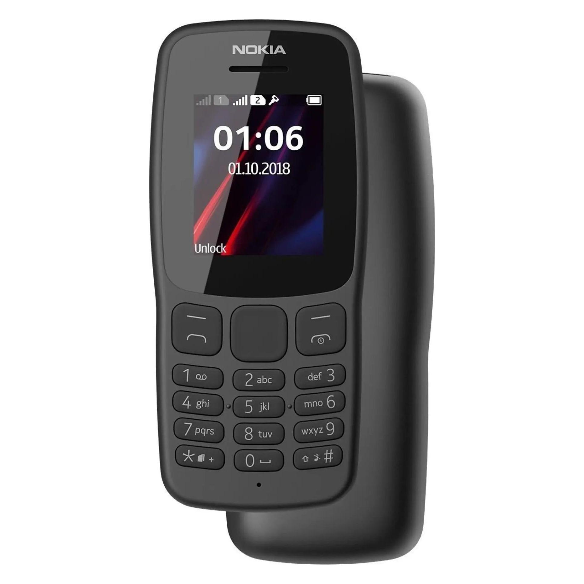 Nokia 106 - Double Sim - Noir (Version Non Garantie*), Tastenhandy, Schwarz