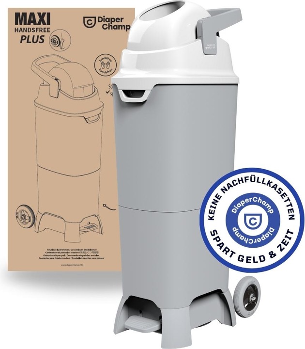 Actual product image Diaper Champ Nappy Pail One Maxi Handsfree plus 120 l Silver