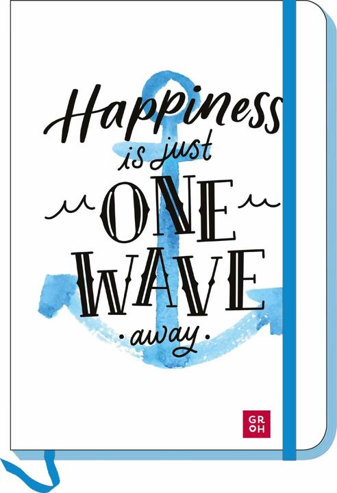 Notizbuch Happiness is just one wave aw (A5, Pointillés, Couverture rigide)