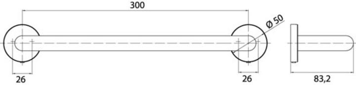 Actual product image Emco ROUND bath handle 300 mm black matt 437013330