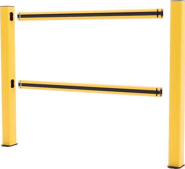 Actual product image kaiserkraft FLEX IMPACT handrail system, yellow posts - yellow/black struts, width 1250 mm.