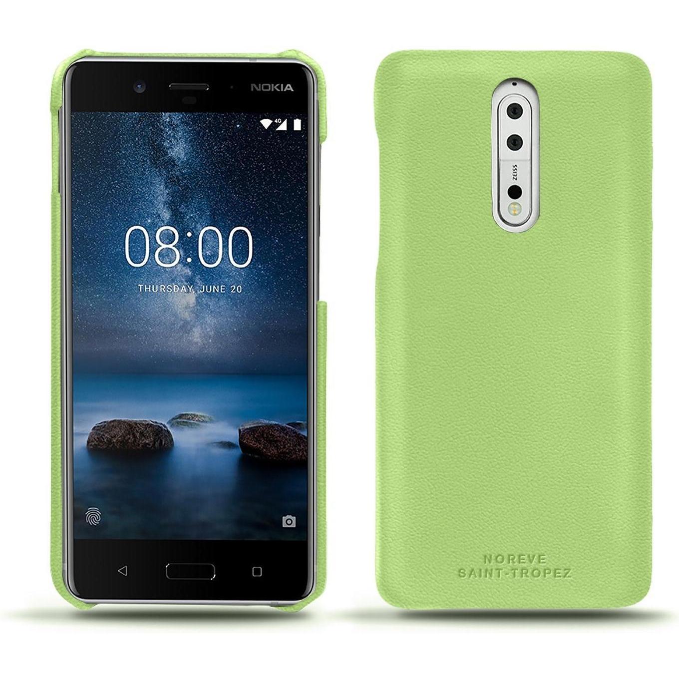 Noreve Lederschutzhülle (Nokia 8), Smartphone Hülle, Grün