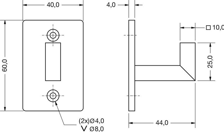 Produktbild Simausrom Huthaken Aruba Breite 40 mm, Höhe 60 mm, Schwarzstahl schutzlackiert