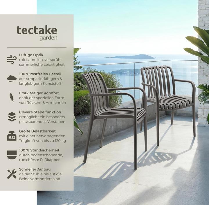 Immagine prodotto tectake Sedie da giardino Alcudia, resistenti alle intemperie, impilabili