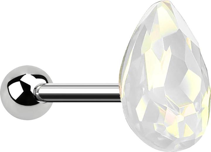 Produktbild Star Piercing Micro Barbell silber Tropfen Opalite weiss (ohne Messing, Chirurgenstahl 316L)