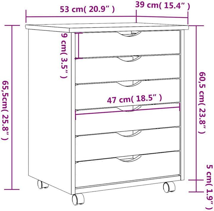 Actual product image vidaXL Rollschrank (53 x 39 x 65.50 cm)