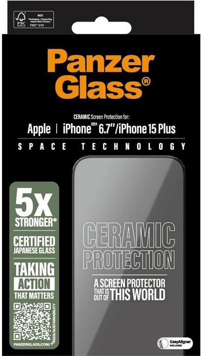 Produktbild PanzerGlass Ceramic Protection Ultra-Wide Fit (1 Stk., Apple iPhone 15 Plus, Apple iPhone 16 Plus)