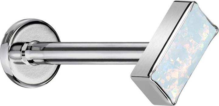 Produktbild Star Piercing Micro Labret Innengewinde silber rechteck silber Opal weiss (Titan, ohne Messing)