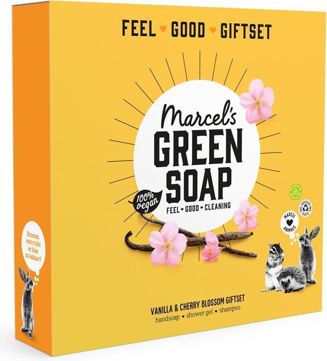 Actual product image Marcel's Green Soap Vanilla Cherry Blossom Assortment - A Delightful Gift Set (Device, Liquid soap)