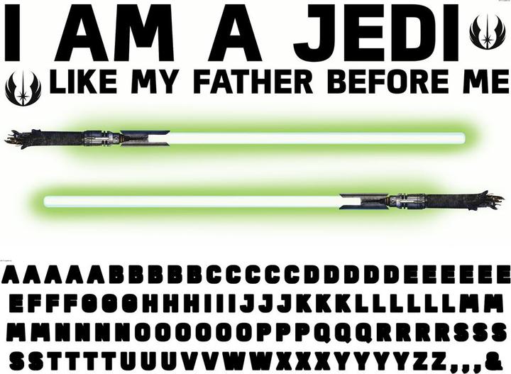 Actual product image Roommates Star Wars Glow in the Dark wall sticker I am a Jedi
