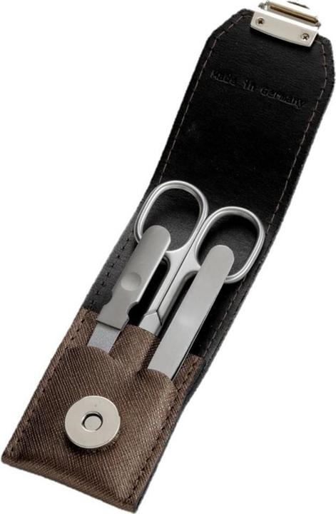 Image du produit Herba Set de manucure 3 pièces Inox dans un étui de rangement, brun