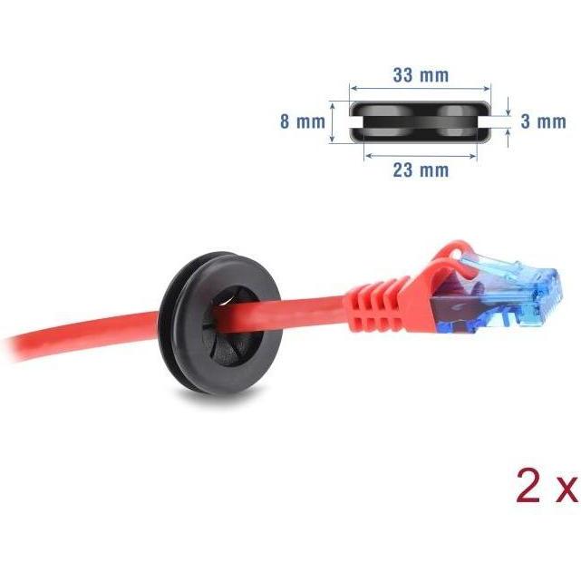 Delock, Canale passacavi, Gummi Kabeldurchführung rund Ø 27 mm schwarz 2 Stück (Foro cavo)