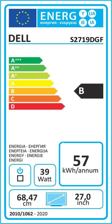 Energie-Label Dell S2719DGF (2560 x 1440 Pixel, 27")