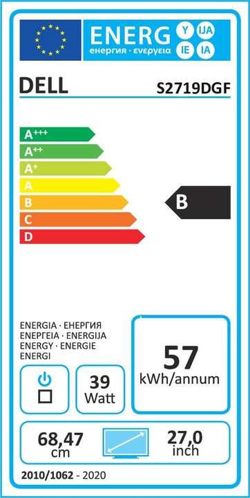 Energie-Label Dell S2719DGF (2560 x 1440 Pixel, 27")