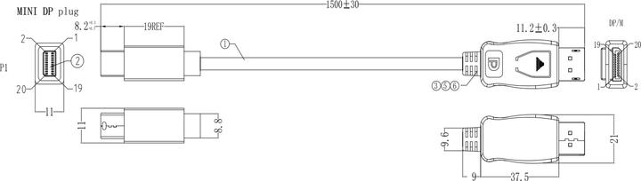 Image du produit Bachmann Câble Mini DisplayPort vers HDMI 1,5m 4K60Hz (1.50 m)