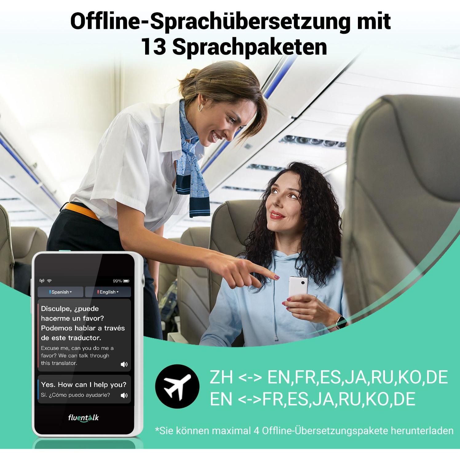 Thumbnail - Timekettle Fluentalk T1 Mini Handübersetzer (1 GB), Diktiergerät, Weiss