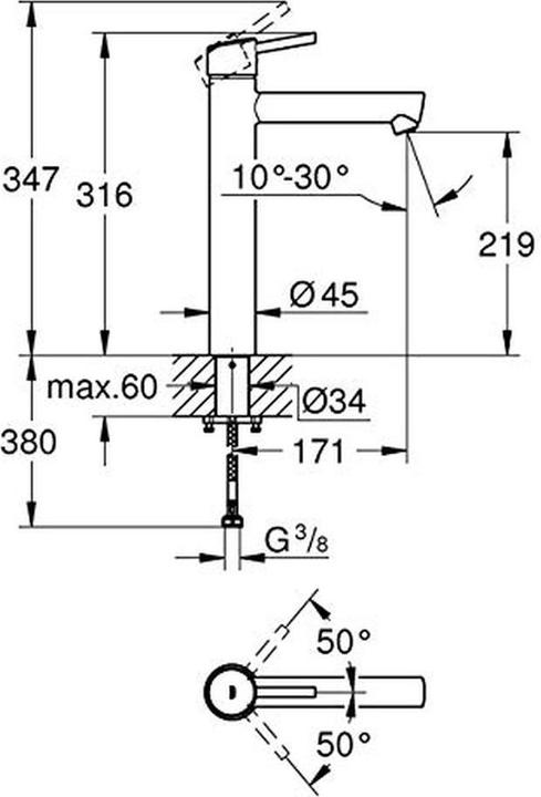 Produktbild Grohe Concetto Einhand-Waschtischbatterie XL-Size