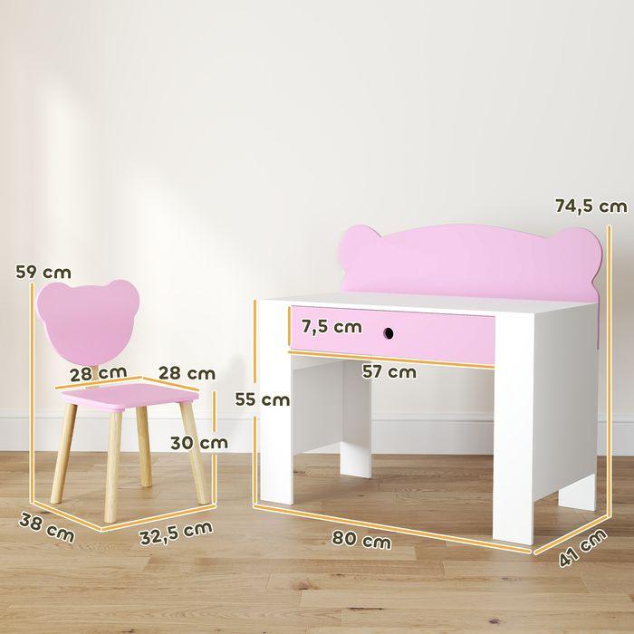 Produktbild Swisshandel24 Schreibtisch-Set für Kinder, Bärenform, Schublade, zum Schreiben und Basteln, 3-8 Jahre, Rosa (80 x 41 x 74.50 cm)