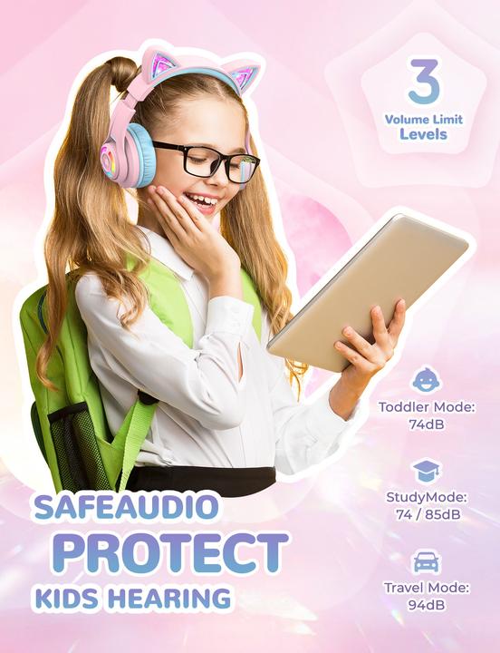 Produktbild Iclever Headphones Kids Cat 74/85/94 dB