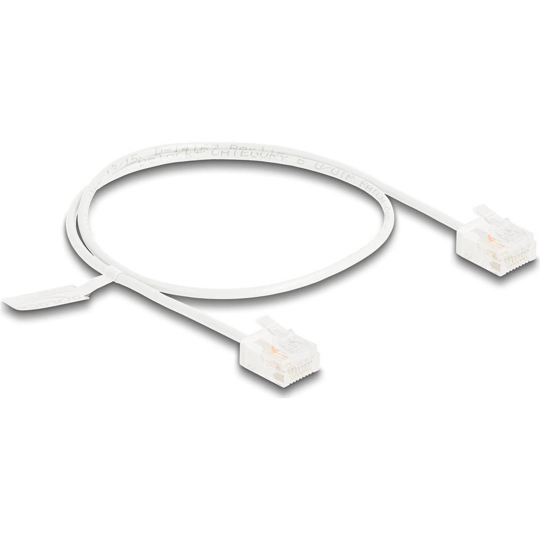 Thumbnail - Delock RJ45 Netzwerkkabel Cat.6 UTP Ultra Slim 0,5 m weiss mi (U/UTP, CAT6, 0.50 m), Netzwerkkabel