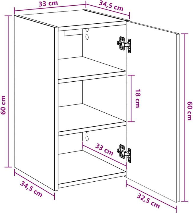Produktbild vidaXL Badezimmerschrank (34.50 x 33 x 60 cm)