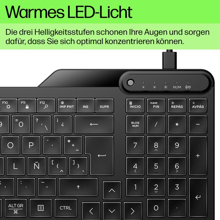 Actual product image HP 405 Multi-Device Backlit Wired Keyboard (DE, Cable)