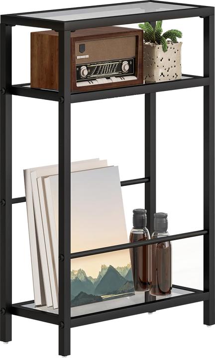 Image du produit Homcom Beistelltisch Stahl, Hartglas Schwarz