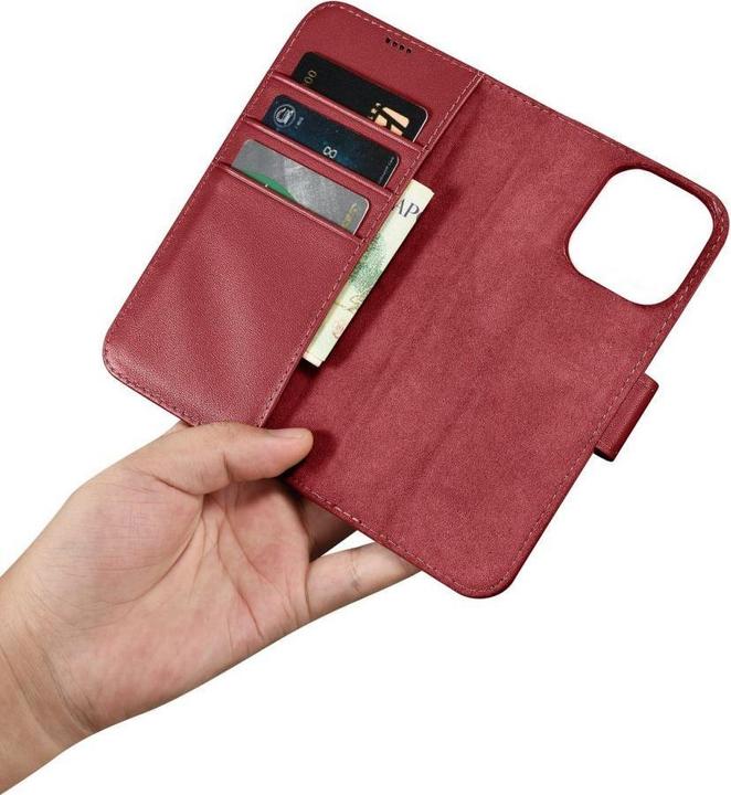 Actual product image iCarer magazine wallet case 2 in1 cover iPhone 14 Pro Max Leather flip cover AntiRFID Red (WMI14220728-RD) (Apple iPhone 14 Pro Max)