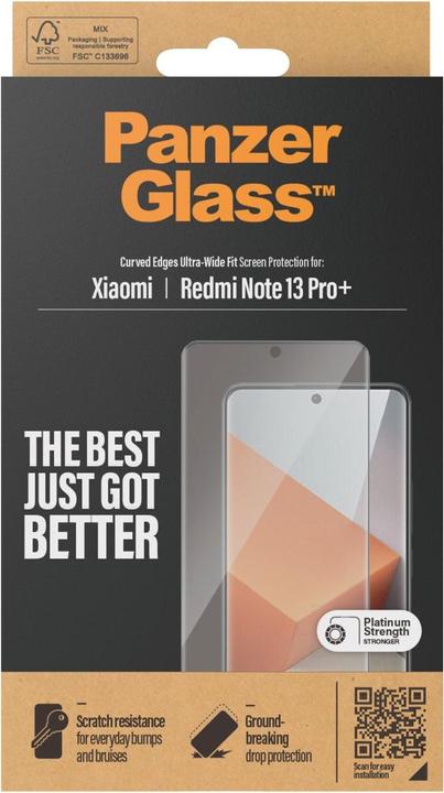 Produktbild PanzerGlass Screen Protector Xiaomi Redmi Note 13 Pro+ | Ultra-Wide Fit (1 Stück, Xiaomi Redmi Note 13 Pro+)