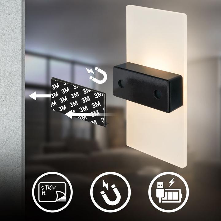 Produktbild Briloner AURA LED Akku Wandleuchte mit Sensor - Schwarz (100 lm)