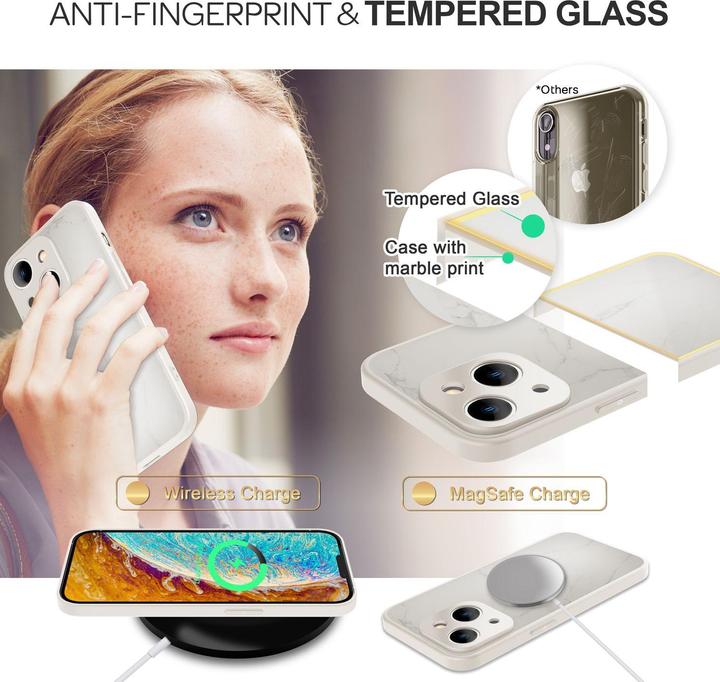 Produktbild Nalia Hartglas Hülle Marmoroptik (Apple iPhone 14)