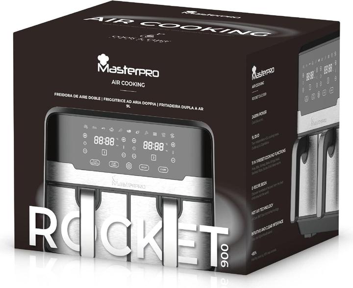 Image du produit MasterPRO Friteuse à air chaud 2400W revêtement antiadhésif, boîtier Cool-Touch, fonction minuterie, avec di