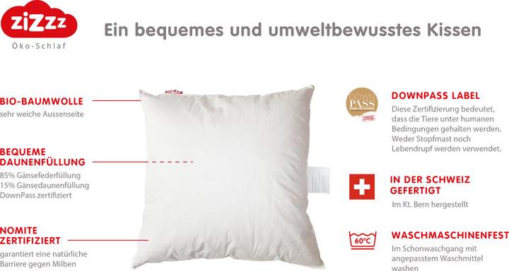 Produktbild Zizzz Premium Gänsedaunenkissen (40 x 60 cm)