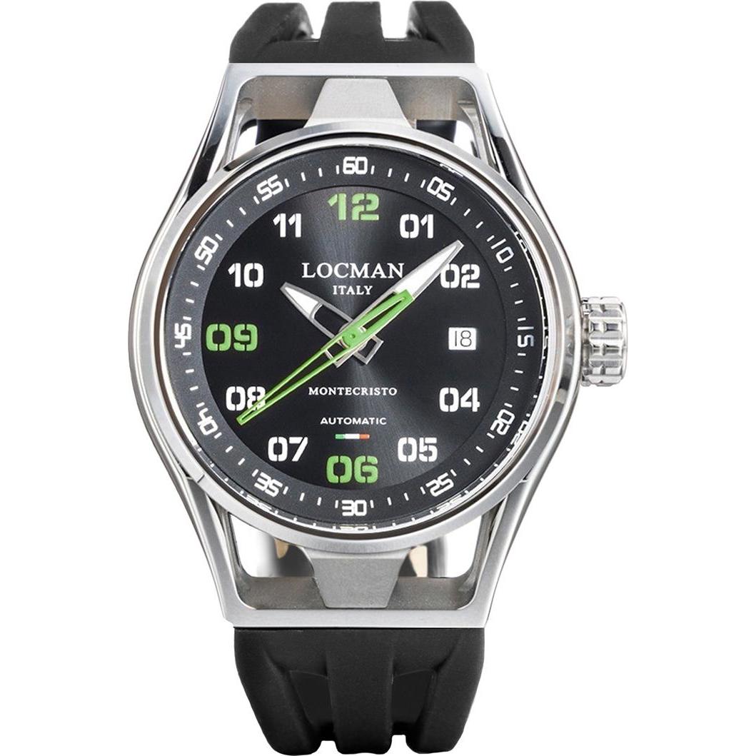 Locman, Armbanduhr, Italy Armbanduhr Montecristo Automatik Ref.0537, Schwarz, Grün, (Analoguhr, 42 mm)