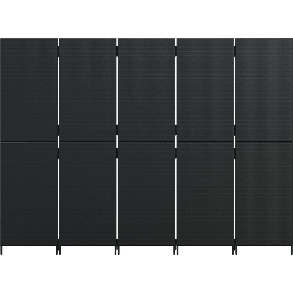 VidaXL, Paravent + Raumteiler, Paravent 5-tlg. Schwarz Poly Rattan,Farbe: Schwarz,Material