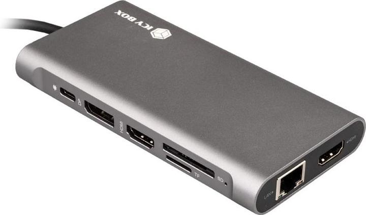 Actual product image Icy Box USB-C hub with 4K HDMI, PD ,IB-DK4050-CPD (USB-C, 12 ports)