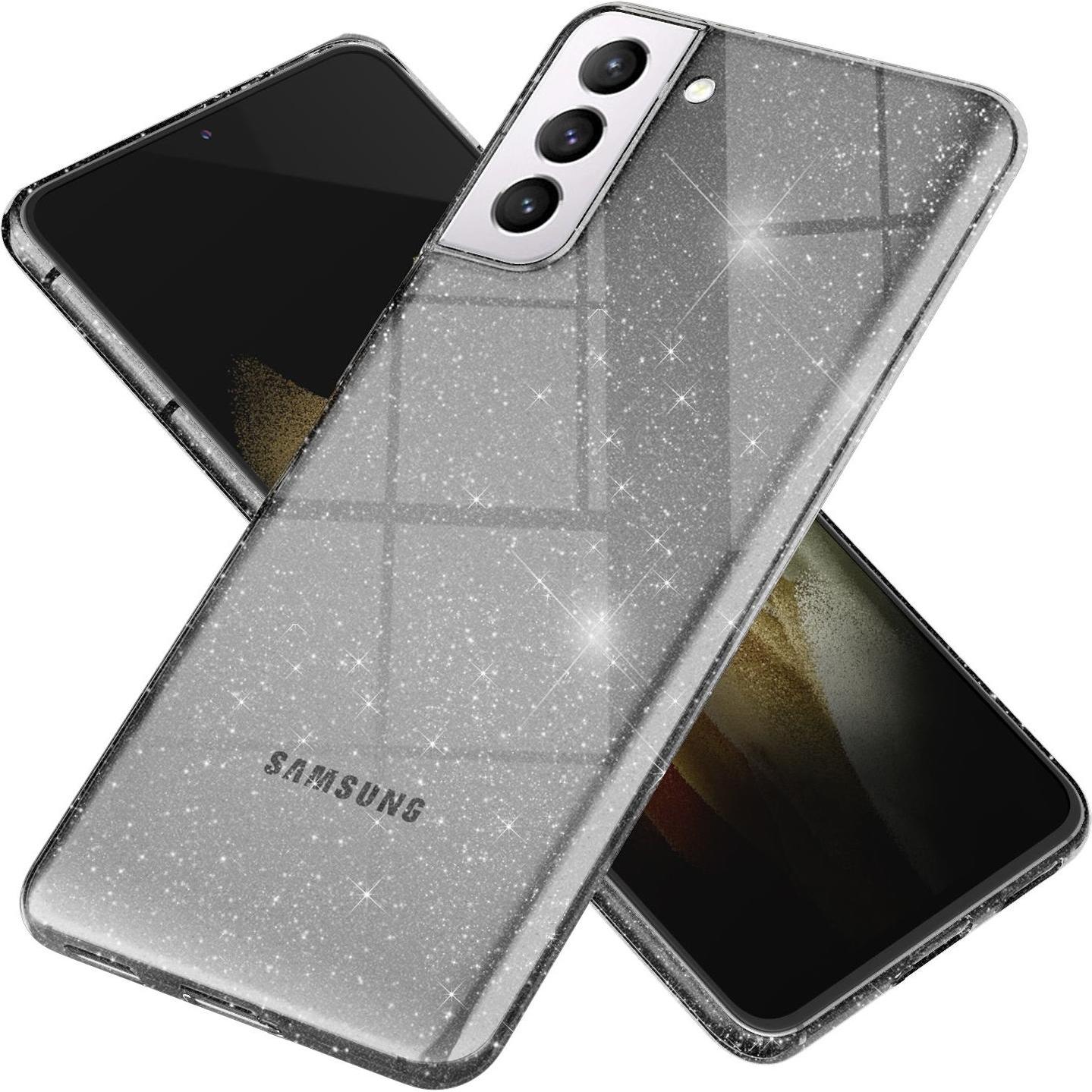 Nalia Glitter Handyhülle (Samsung Galaxy S21+), Smartphone Hülle, Schwarz