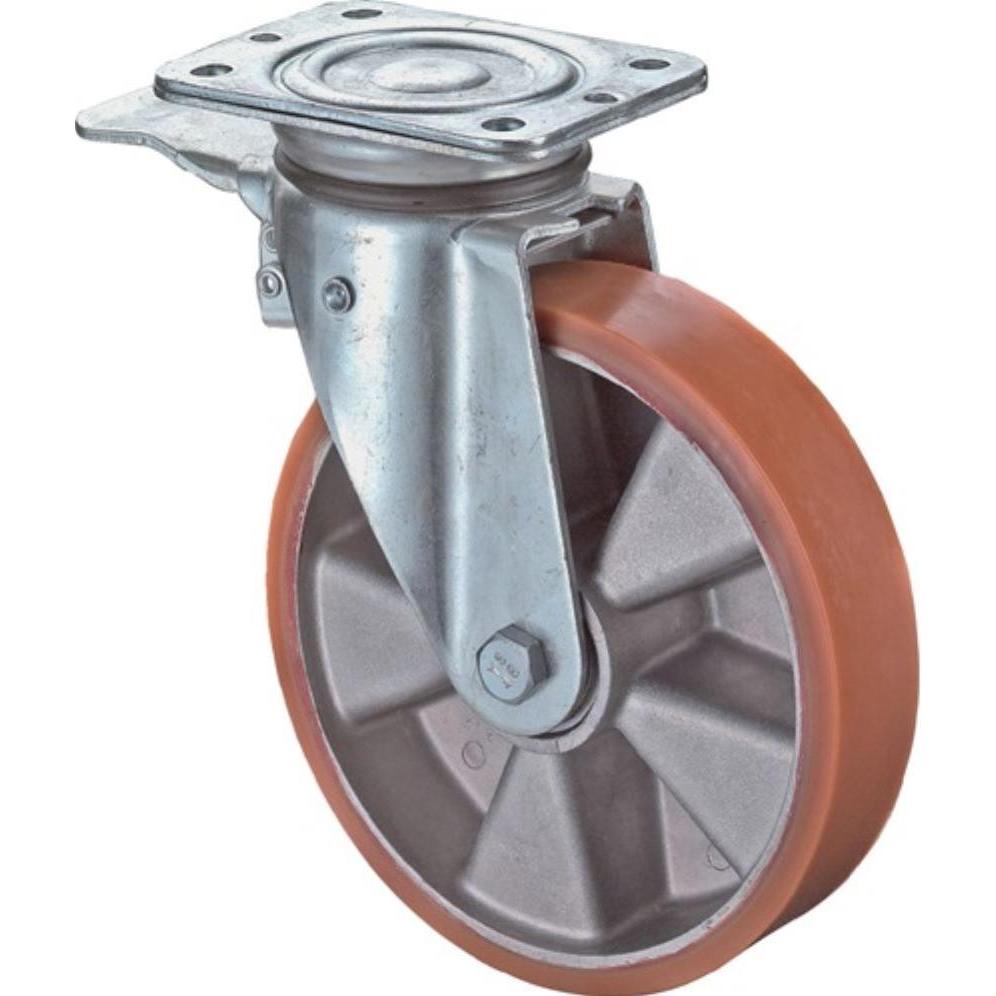 BS Rollen, Möbelrollen, Lenkrolle mit Totalfeststeller Rad-Ø 125 mm Tragfähigkeit 300 kg mit Anschraubplatte Kugellager ...