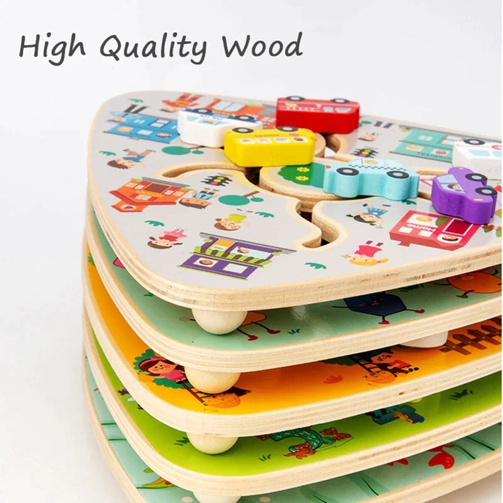 Immagine prodotto Activity Board Schede labirinto Giocattolo di legno Animali Frutta Forma Digitale Scivolare Puzzle Abbinamento