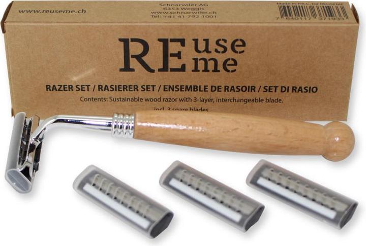 Actual product image ReUseMe Rasier Set aus Bambus inklusive 3 Ersatzklingen