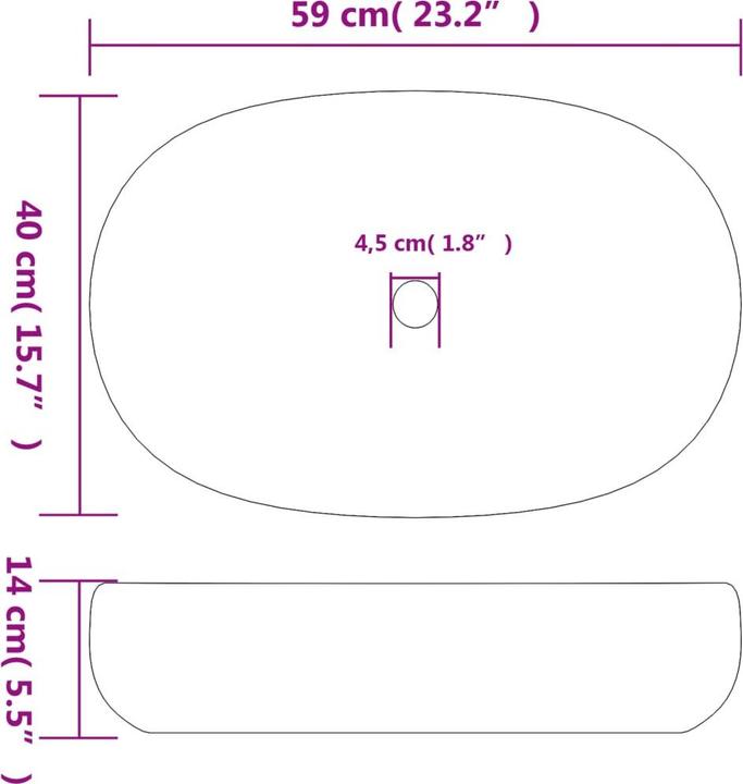 Actual product image vidaXL Aufsatzwaschbecken (590 mm, 400 mm)