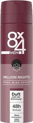 8X4 Men Million Nights Deodorant Spray with Oriental Fragrance Notes Aluminum-Free Deodorant with 48 (Spray, 150 ml)