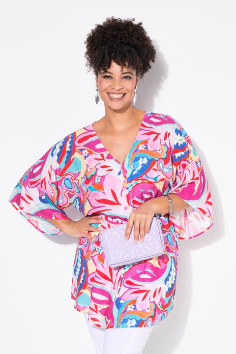 Produktbild Miamoda Kimonobluse, A-Linie, Alloverdruck, Taillen-Tunnelzug (50, 52)