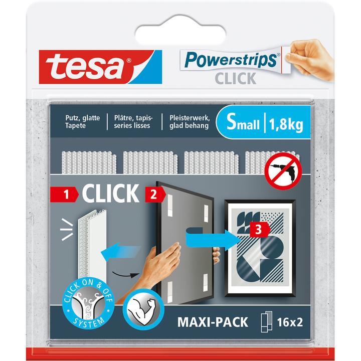 Image du produit tesa Powerstrips CLICK - Pastilles adhésives - Accrocher des images sans percer - Small 1,8kg - 16 x 2