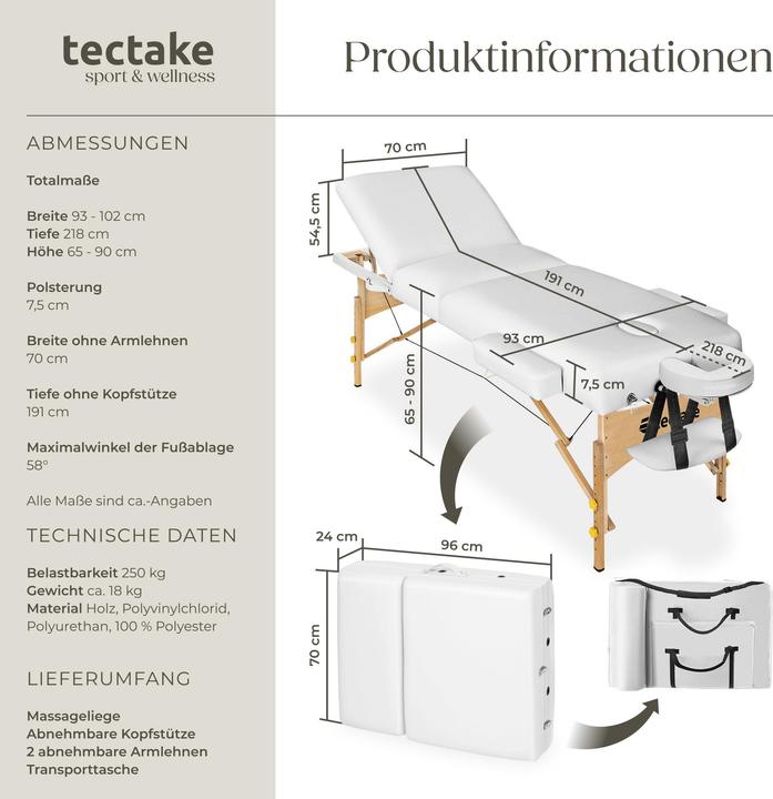 Image du produit tectake 3 Zonen Massageliege