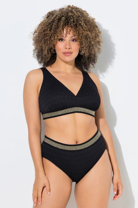 Actual product image Ulla Popken Textured Gold Trimmed Bikini Set (54)