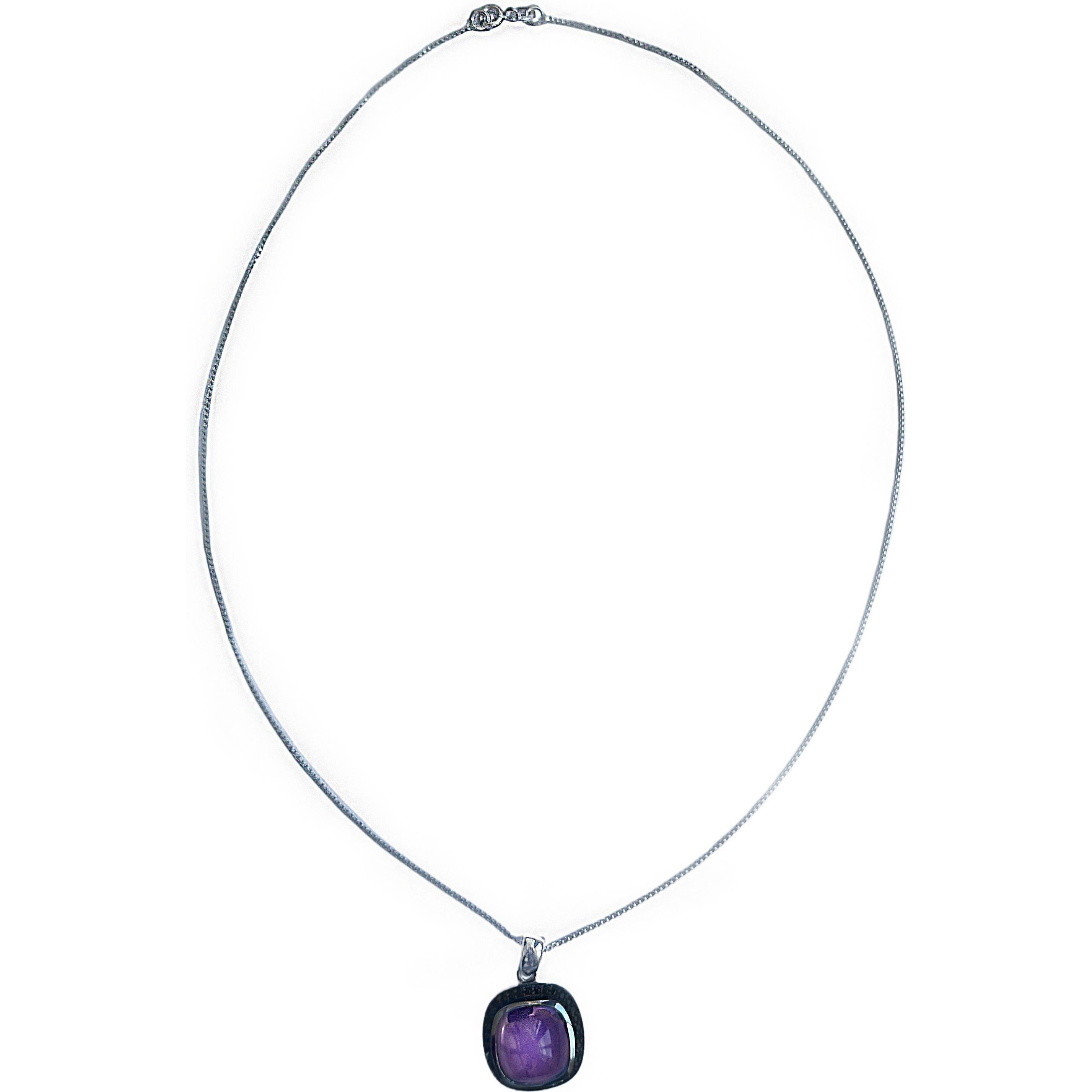 Xen, Halsschmuck, Anhänger mit Kette Amethyst Cushion-Cabochon 45 cm 925 Silber, (925 Sterling Silber, 45 cm)