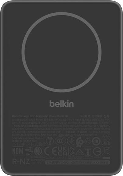 Belkin BoostCharge Slim 5000mAh mag.Powerb. 7,5W schw.BPD010hqBK (5000 mAh, 15 W)