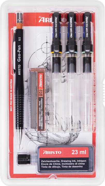 Immagine prodotto Aristo mg1 Penna per disegno tecnico College Set 3 pezzi 0,35 / 0,50 / 0,70 / con forniture (4x)